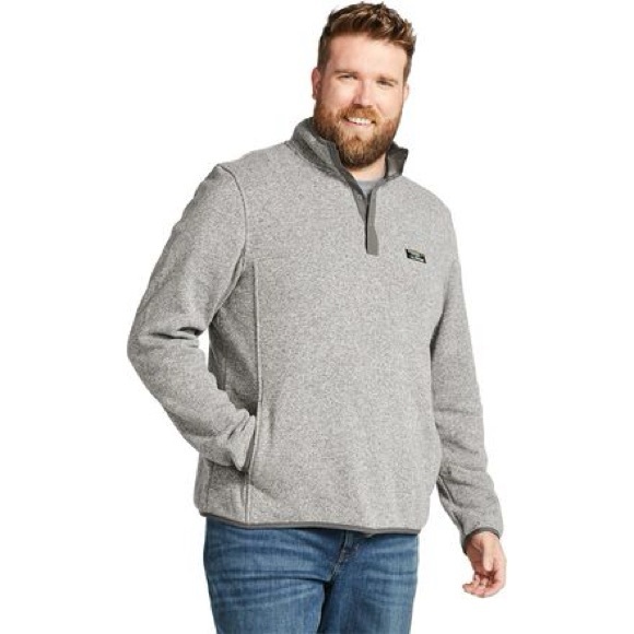 LLBean Fleece Gray Quarter-Zip Sweater - Picture 2 of 8